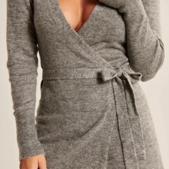 Abercrombie & Fitch wrap sweater dress size S M blue with belt euc wrap - Picture 3 of 7